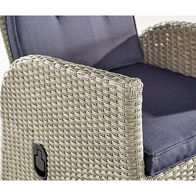Alaterre Furniture Haven All-Weather Wicker Outdoor Recliner, Ottoman & End Table 5-piece Set