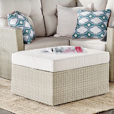 Alaterre Furniture Canaan All Weather Wicker Square Storage Ottoman