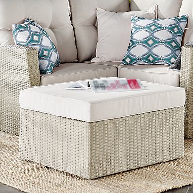 Alaterre Furniture Canaan All Weather Wicker Square Storage Ottoman