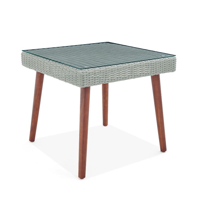Alaterre Furniture Albany All Weather Wicker Square Coffee Table, Grey