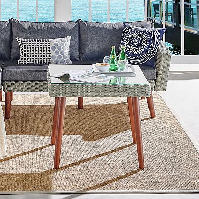 Alaterre Furniture Albany All Weather Wicker Square Coffee Table
