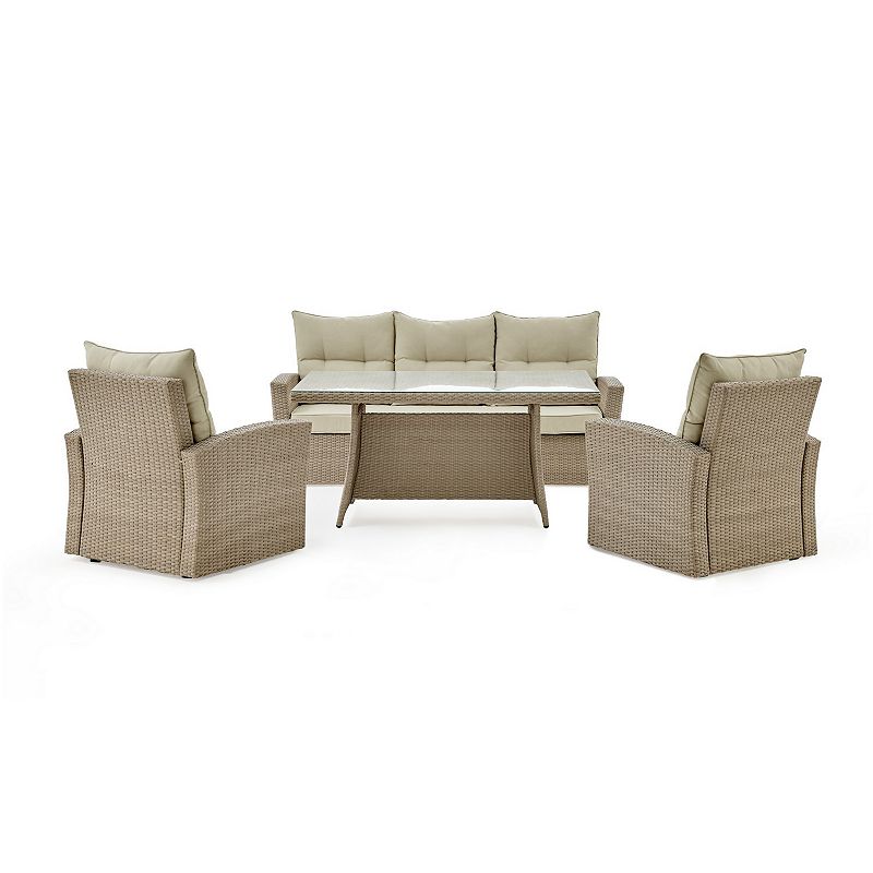 Alaterre Furniture Canaan Outdoor Wicker Deep-Seat Couch, Arm Chair & Coffe