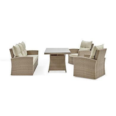 Alaterre Furniture Canaan Outdoor Wicker Deep-Seat Couch, Arm Chair & Coffee Table 4-piece Set