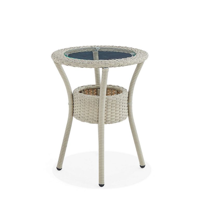 Alaterre Furniture Haven Wicker Outdoor Round Storage End Table, Multicolor