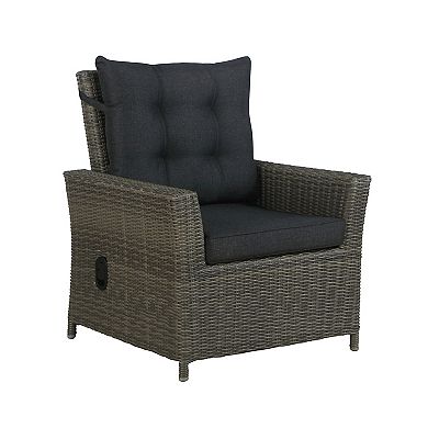 Alaterre Furniture Asti Wicker Outdoor Recliner Arm Chair & Ottoman 2-piece Set