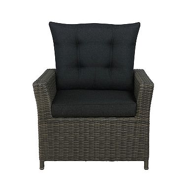 Alaterre Furniture Asti Wicker Outdoor Recliner Arm Chair & Ottoman 2-piece Set
