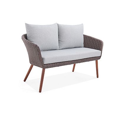 Alaterre Furniture Athens Wicker Outdoor Loveseat Bench