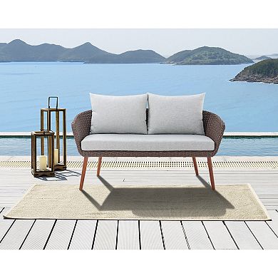 Alaterre Furniture Athens Wicker Outdoor Loveseat Bench