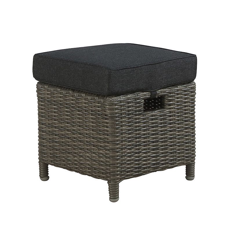 Alaterre Furniture Asti Wicker Outdoor Square Ottoman 2-piece Set, Grey