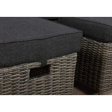 Alaterre Furniture Asti Wicker Outdoor Square Ottoman 2-piece Set