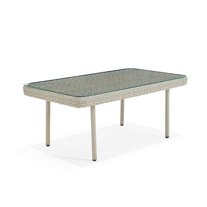 Alaterre Furniture Windham Wicker Outdoor Coffee Table, Grey