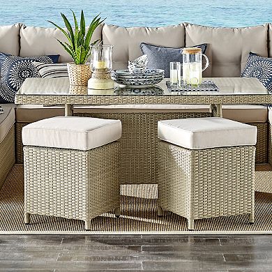 Alaterre Furniture Canaan All Weather Wicker Patio Square Dining Stool 2-piece Set