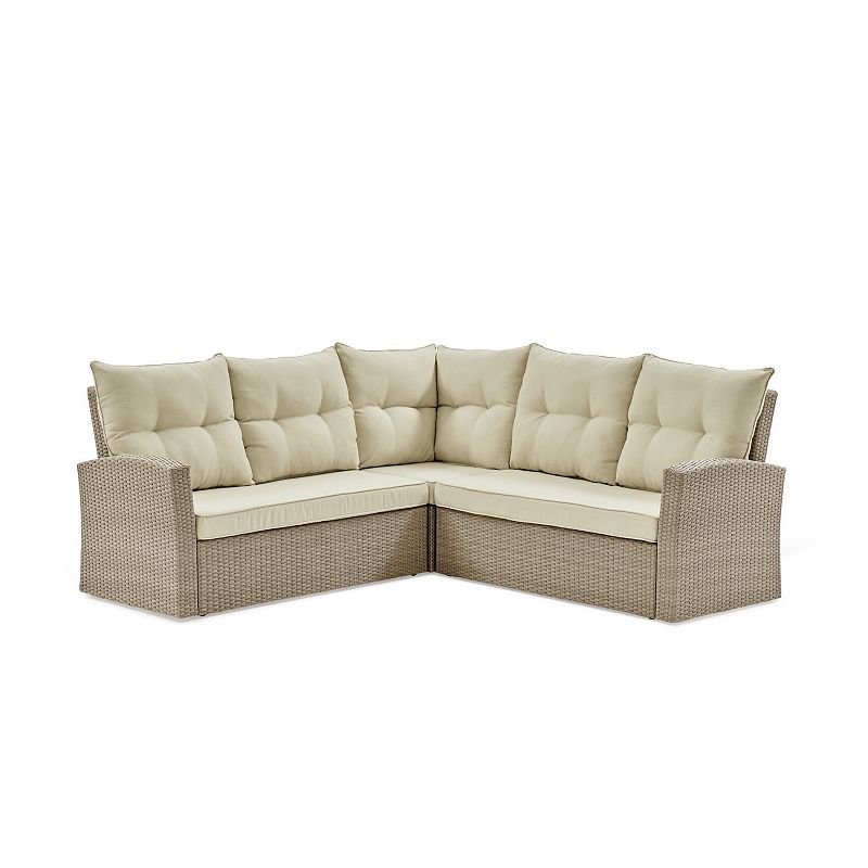 Alaterre Furniture Canaan Wicker Outdoor Sectional Couch, Brown
