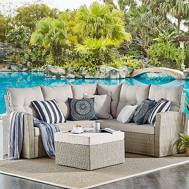 Alaterre Furniture Canaan Wicker Outdoor Sectional Couch