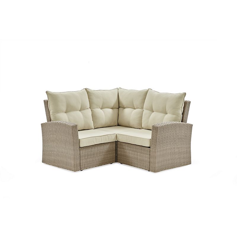 Alaterre Furniture Canaan Wicker Corner Sectional Couch, Brown