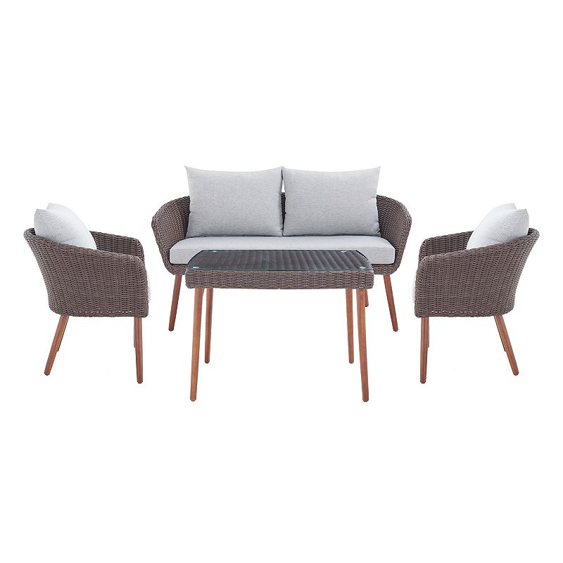 Alaterre Furniture Athens Wicker Outdoor Conversation 4-piece Set, Grey