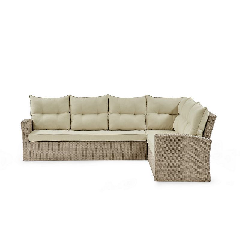 Alaterre Furniture Canaan Wicker Corner Sectional Couch & Coffee Table 2-pi