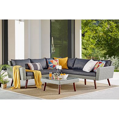 Alaterre Furniture Albany Wicker Outdoor Corner Sectional Couch