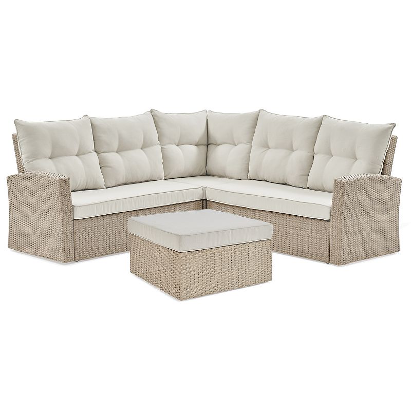 Alaterre Furniture Canaan Wicker Outdoor Sectional Sofa & Ottoman 2-piece S