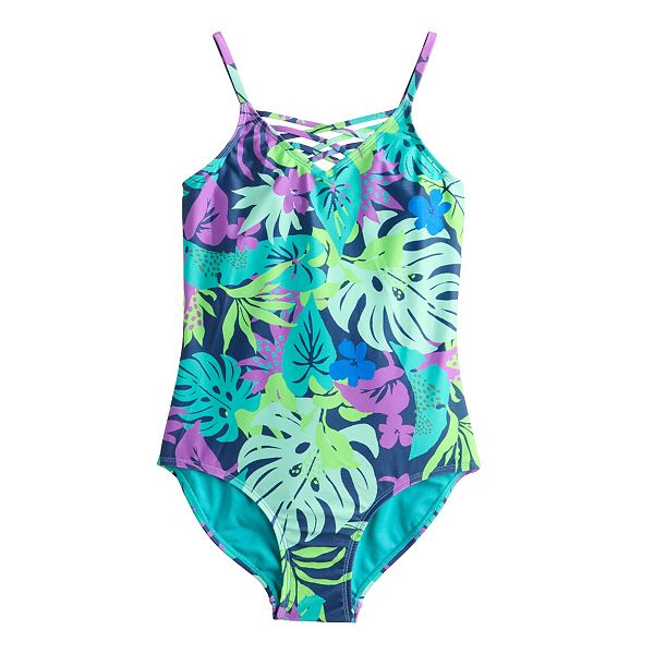 Girls 7 16 So Jungle Leaf Print One Piece Swimsuit