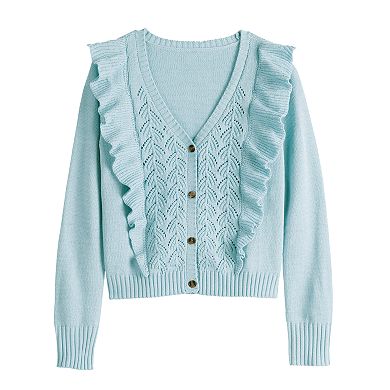 Women's LC Lauren Conrad Ruffle Pointelle Cardigan