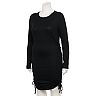 Juniors' Plus Size Live To Be Spoiled Long Sleeve Cinched Side Bodycon Dress