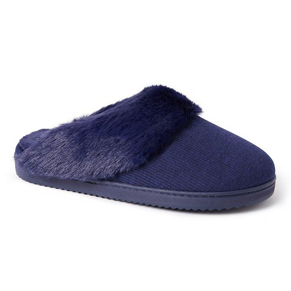 Women's Dearfoams Dahlia Rib Knit Faux FurLined Scuff Slippers