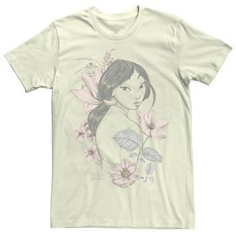Disney's Mulan Watercolor Floral Portrait Men's Tee