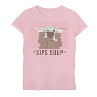 Girls 3-16 Star Wars The Mandalorian The Child AKA Baby Yoda "Sips Soup" Portrait Tee