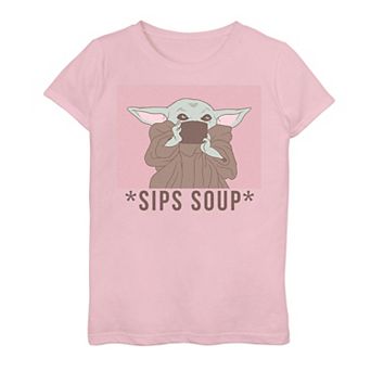Girls 3-16 Star Wars The Mandalorian The Child AKA Baby Yoda "Sips Soup" Portrait Tee