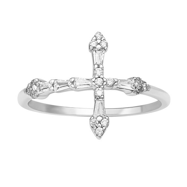 Cross ring sterling on sale silver