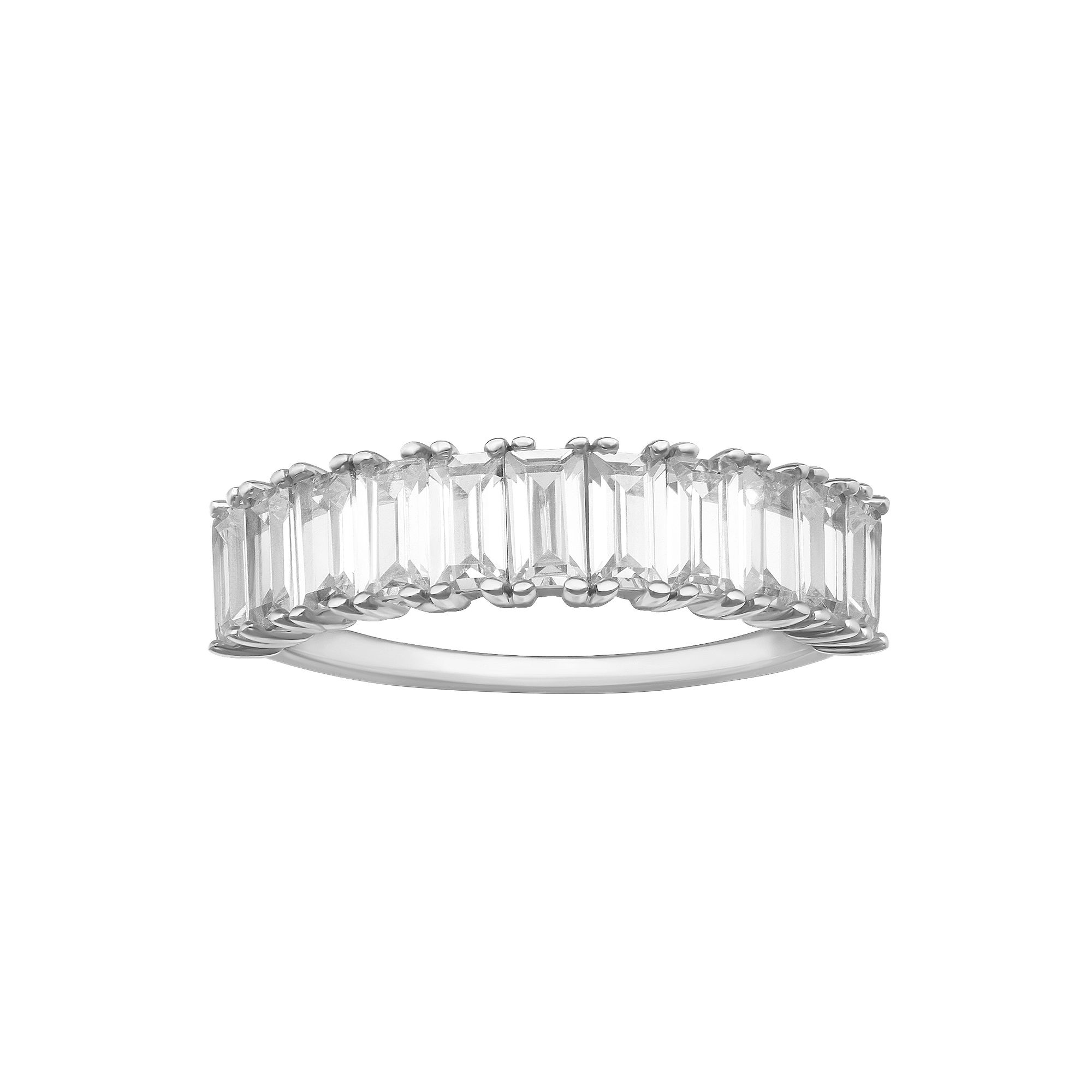 PRIMROSE Sterling Silver Cubic Zirconia Baguette-Cut Ring, Womens, Size: 8