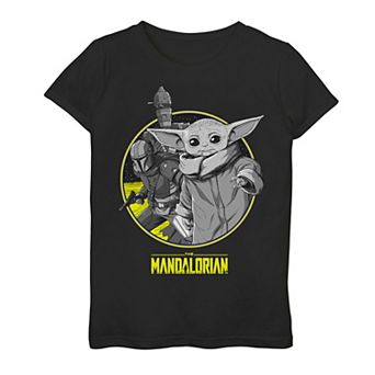 Girls 3-16 Star Wars The Mandalorian The Child AKA Baby Yoda Group Shot Logo Tee