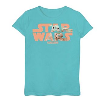 Girls 3-16 Star Wars The Mandalorian The Child AKA Baby Yoda Looking Logo Tee