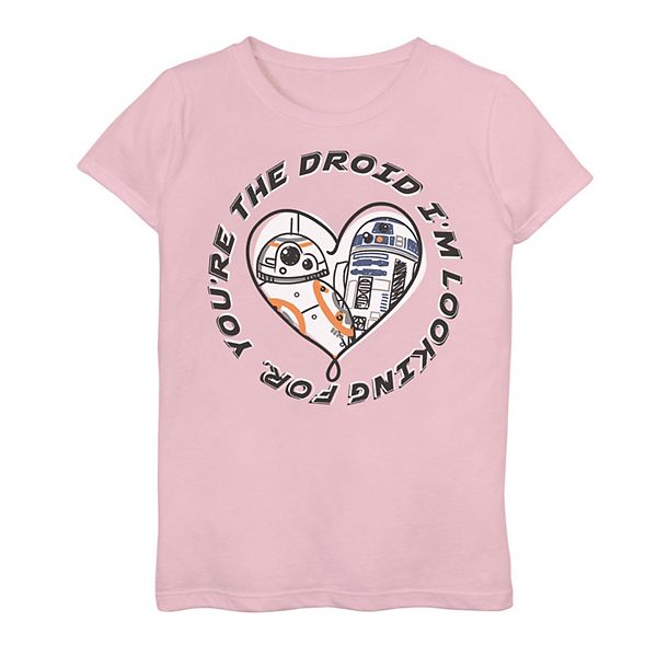 Girls 3 16 Star Wars R2 D2 And Bb 8 Youre The Droid Im Looking For Valentines Day Tee 1945