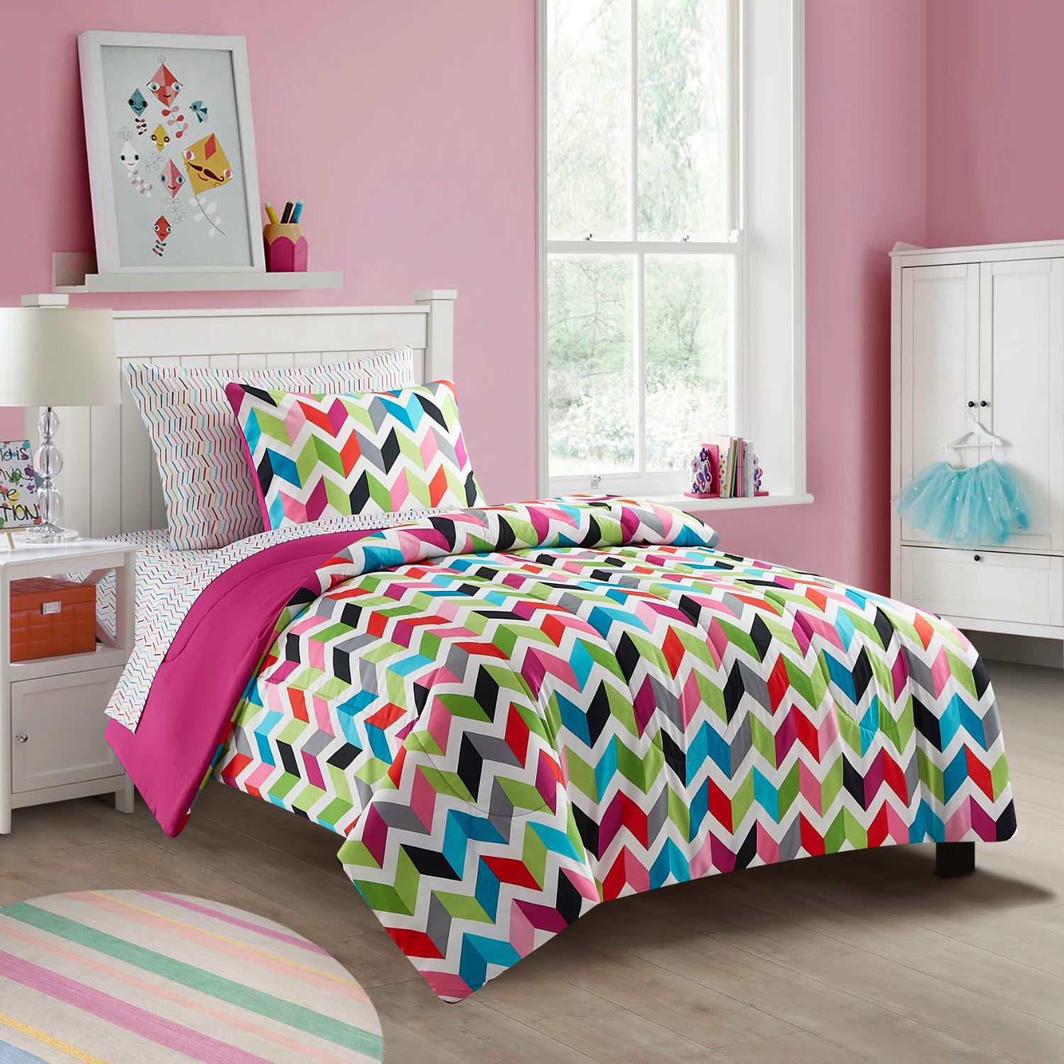 Image for Heritage Kids Bright Colorful Chevron Bedding Set at Kohl's.