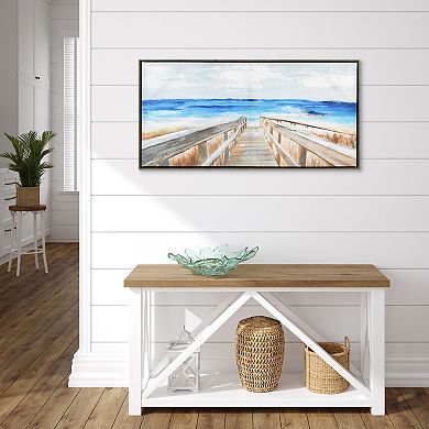 New View Seaside Walkway Canvas Framed Wall Art