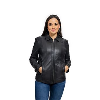 Plus Size Whet Blu Patricia Slim Fit Leather Jacket