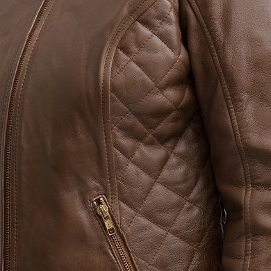 Plus Size Whet Blu Madelin Quilted Moto Leather Jacket