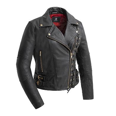 Plus Size Whet Blu Gisele Lace-Up Moto Leather Jacket