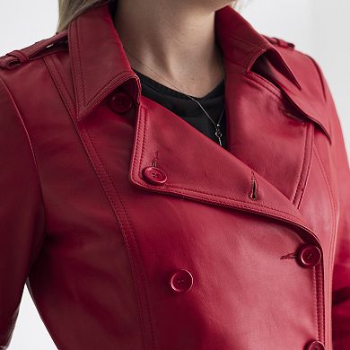 Plus Size Whet Blu Ashley Leather Trench Coat