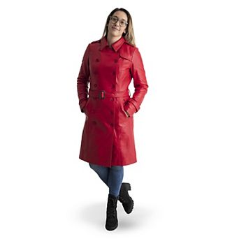 Plus Size Whet Blu Ashley Leather Trench Coat