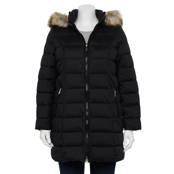 Plus Size Halitech Faux-Fur Hood Stretch Puffer Jacket