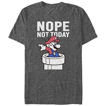 Men's Nintendo Super Mario Warp Pipe Nope Not Today Action Portrait Graphic Tee