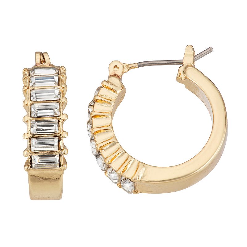 LC Lauren Conrad Baguette Hoop Earrings, Womens, Gold