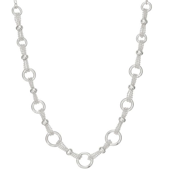 Napier Silver Tone Ring Chain Collar Necklace