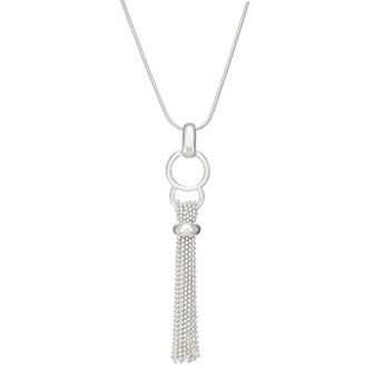 Napier Silver Tone Tassel Necklace