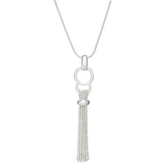 Napier Silver Tone Tassel Necklace