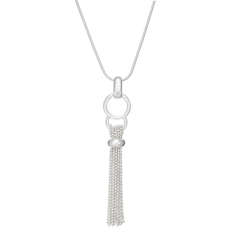 Napier Silver Tone Tassel Necklace, Womens