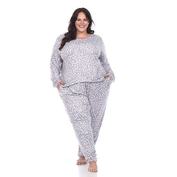 Plus Size White Mark Leopard Lounge Set